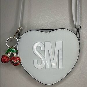White Heart-Shaped Crossbody with Cherry Charm